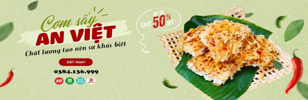 banner cơm sấy an việt